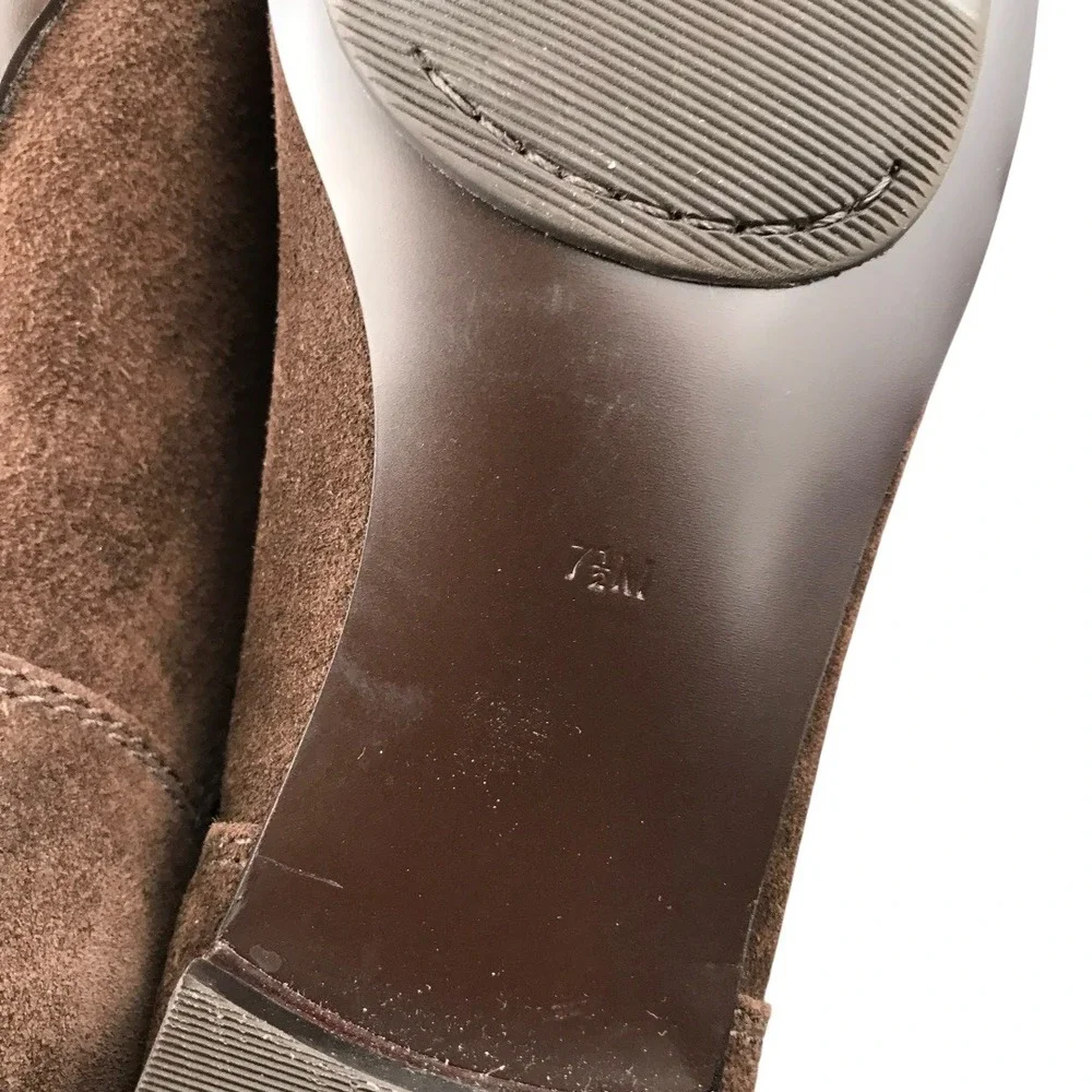 Marc Fisher Women Brown Suede Buckle Knee High‎ Boots Flat Heel Size 7.5 SU